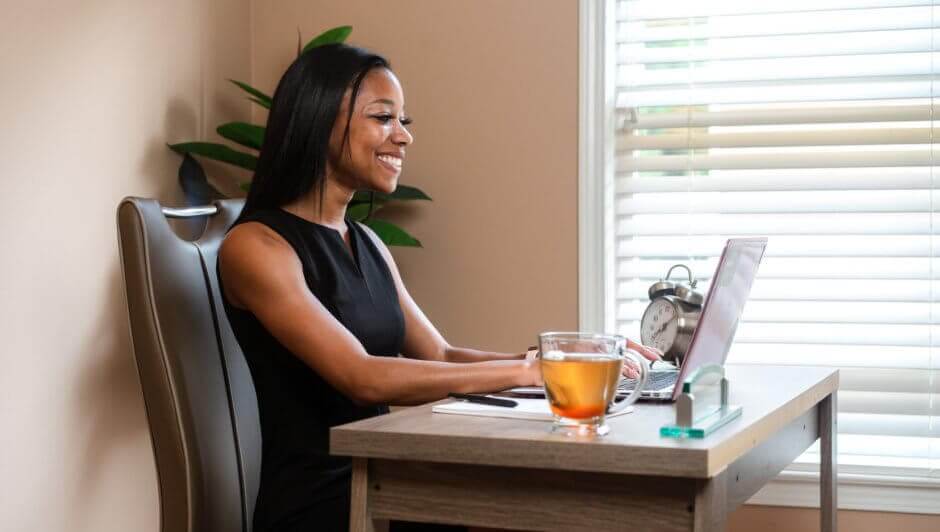 woman using laptop